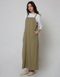 Details Overall Maxi Skirt Dress With Wood But Pock