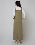 Details Overall Maxi Skirt Dress With Wood But Pock