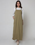 Details Overall Maxi Skirt Dress With Wood But Pock