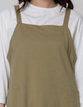 Details Overall Maxi Skirt Dress With Wood But Pock