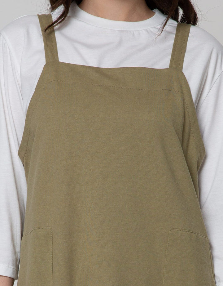 Details Overall Maxi Skirt Dress With Wood But Pock