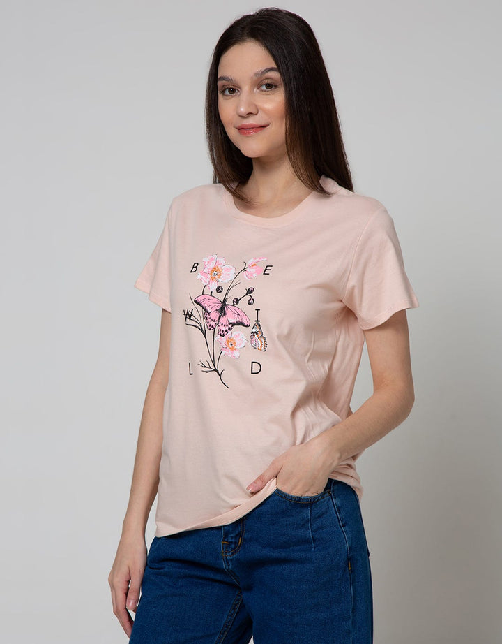 Details Short Sleeve T-Shirt Flower Graden With Wording Watch Me Grow