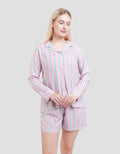 Nevada Woven Stripe Combi Setelan Piyama Wanita