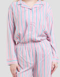 Nevada Woven Stripe Combi Setelan Piyama Wanita