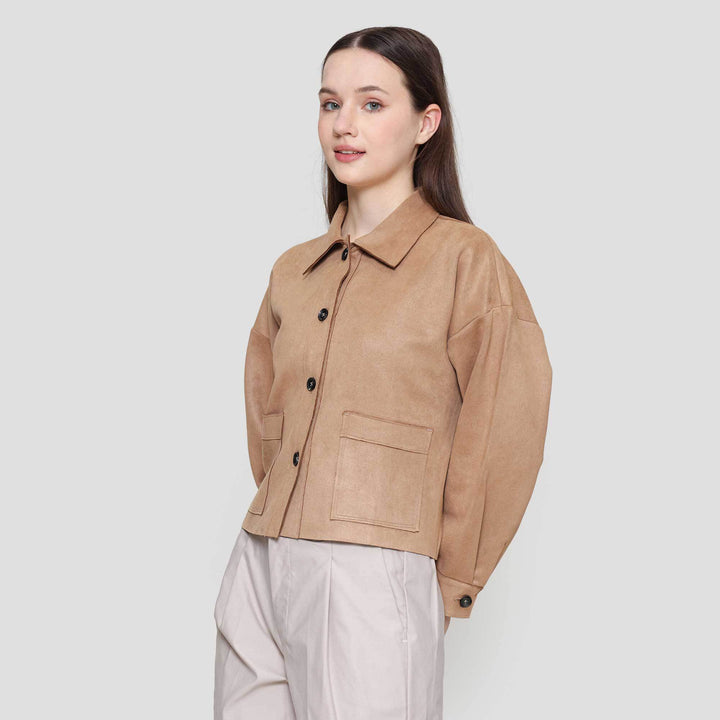 St. Yves Suede Pocketed Outer Jaket Wanita