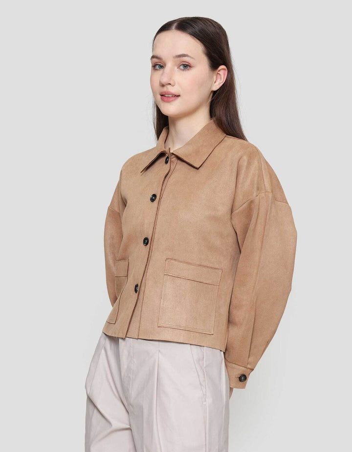 St. Yves Suede Pocketed Outer Jaket Wanita