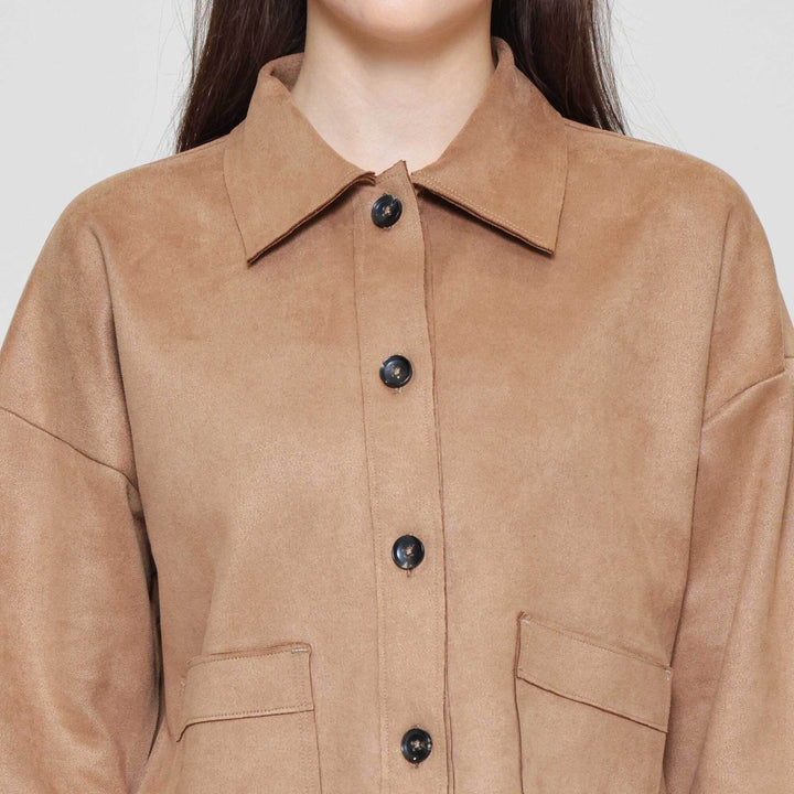 St. Yves Suede Pocketed Outer Jaket Wanita