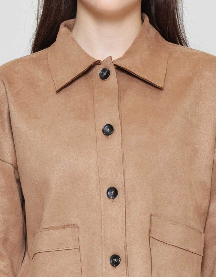 St. Yves Suede Pocketed Outer Jaket Wanita