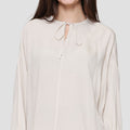 St Yves Crinkle Viscose Loose Tie Neck Blouse Wanita