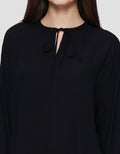 St Yves Crinkle Viscose Loose Tie Neck Blouse Wanita