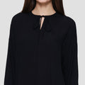 St Yves Crinkle Viscose Loose Tie Neck Blouse Wanita