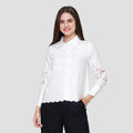 St Yves Linen Blend Shirt With Broderie Kemeja Wanita