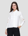 St. Yves Linen Blend Shirt With Broderie Kemeja Wanita