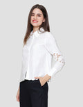 St. Yves Linen Blend Shirt With Broderie Kemeja Wanita
