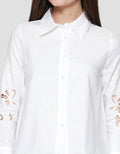 St. Yves Linen Blend Shirt With Broderie Kemeja Wanita