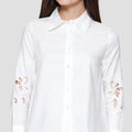 St Yves Linen Blend Shirt With Broderie Kemeja Wanita