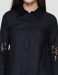 St. Yves Linen Blend Shirt With Broderie Kemeja Wanita