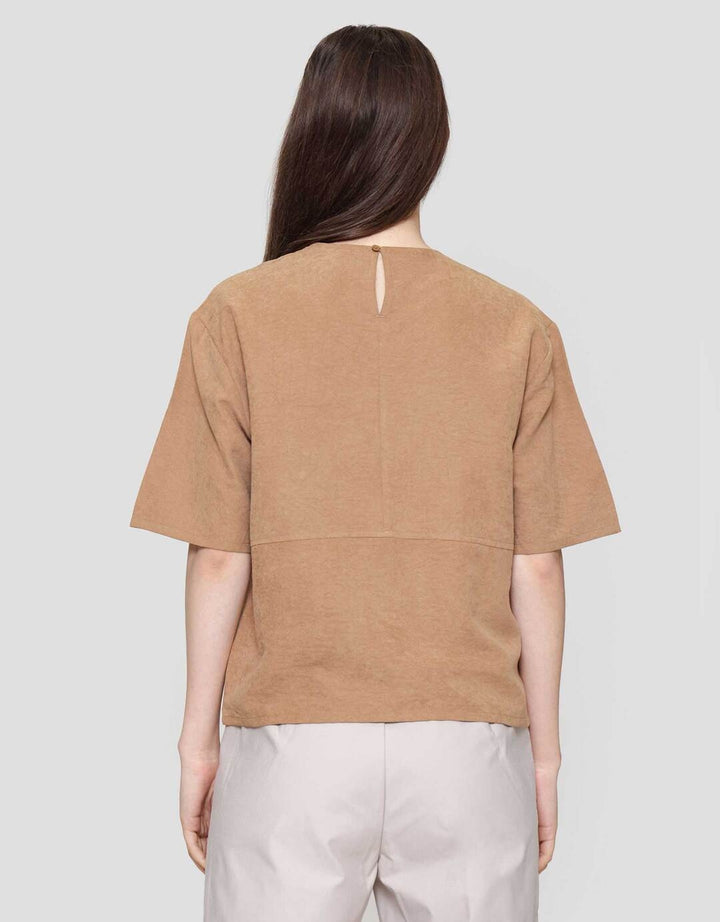 St. Yves Boxy Suede Blouse Wanita