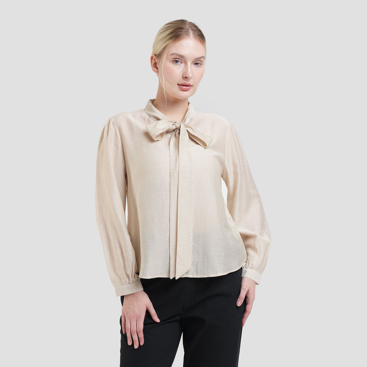 St. Yves Ribbon Neck Blouse Wanita