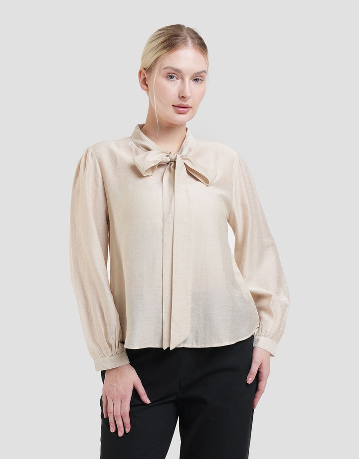 St. Yves Ribbon Neck Blouse Wanita
