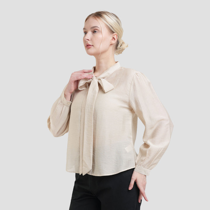St. Yves Ribbon Neck Blouse Wanita