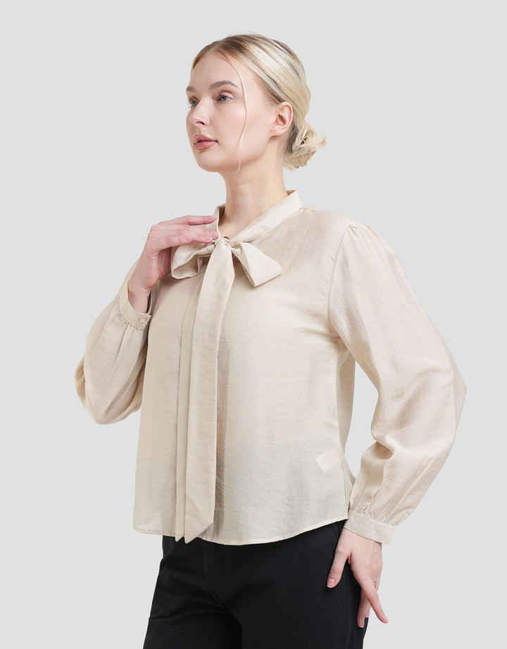St. Yves Ribbon Neck Blouse Wanita