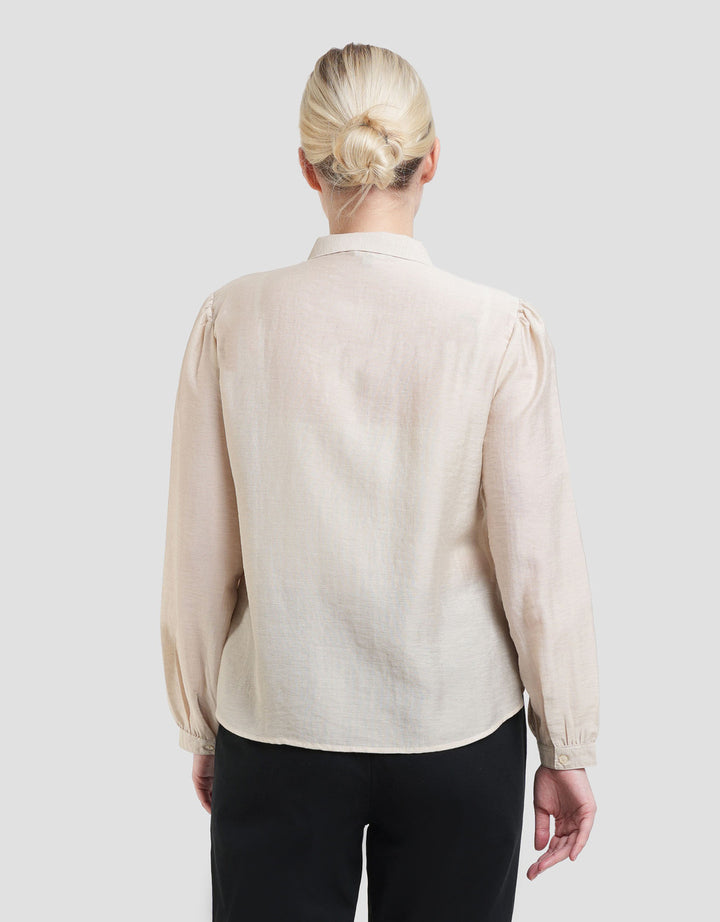 St. Yves Ribbon Neck Blouse Wanita