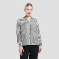 St. Yves Viscose Stripe V Neck Kemeja Wanita