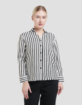 St. Yves Viscose Stripe V Neck Kemeja Wanita