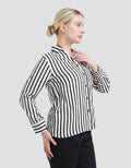 St. Yves Viscose Stripe V Neck Kemeja Wanita