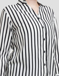 St. Yves Viscose Stripe V Neck Kemeja Wanita