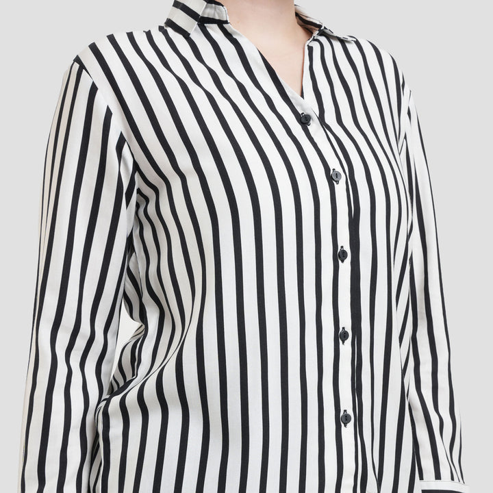 St. Yves Viscose Stripe V Neck Kemeja Wanita