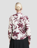 St. Yves Big Leaf Print With Ribbon Neck Blouse Wanita