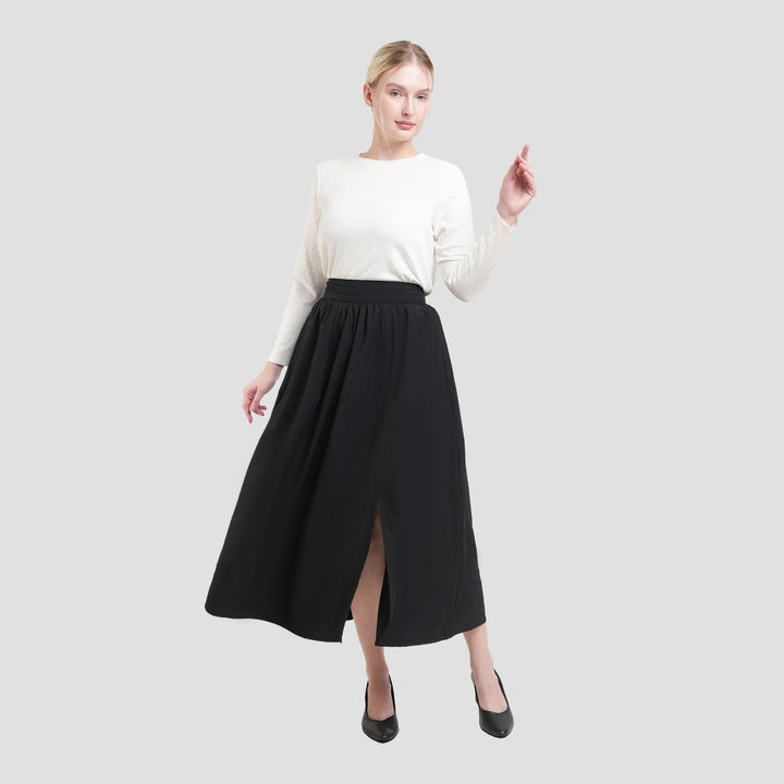 St. Yves Highwaist Flare With Over The Knee Slit Rok Midi Wanita