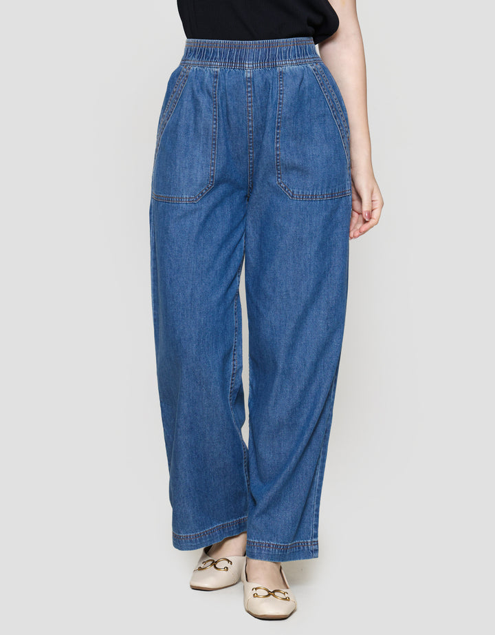 St. Yves Raw Washed Contrast Stitch Celana Denim Wanita
