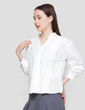 St. Yves Cotton With Lace Insert Blouse Wanita