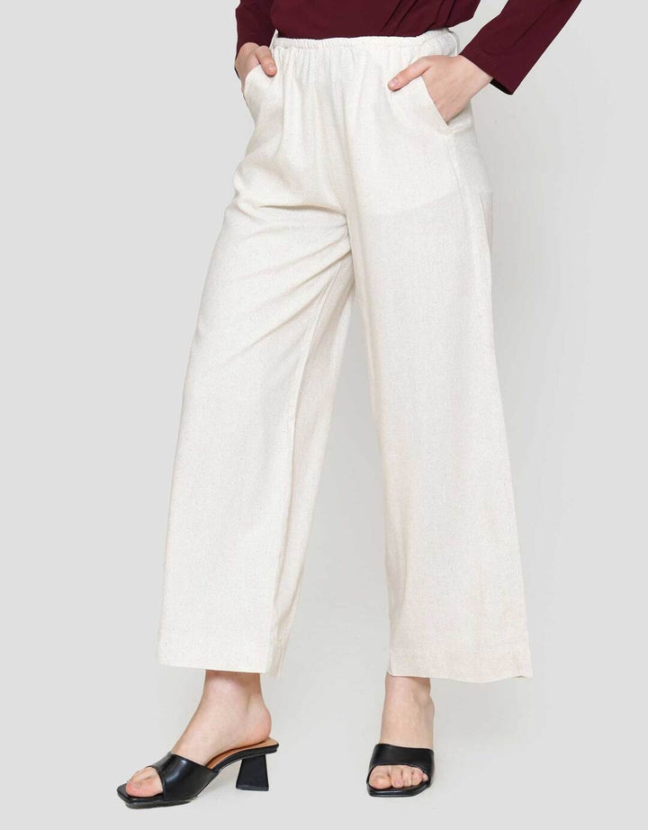 St. Yves Linen Blend Full Elastic Straight Loose Celana Wanita