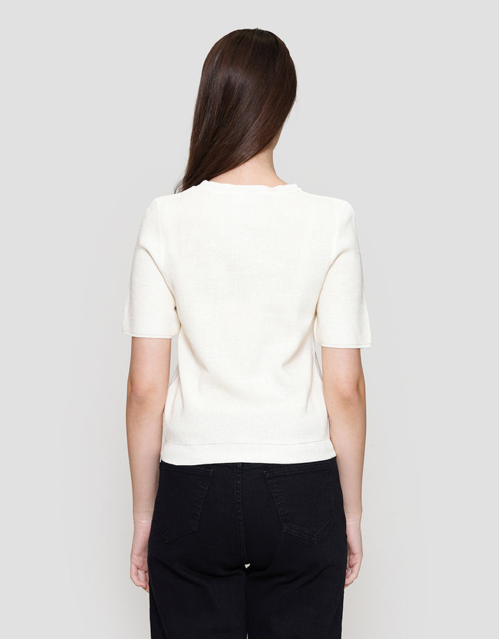 St. Yves Ribbed Knitted Kaos Crop Wanita