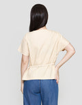 St. Yves Linen Blend Wrap With Belted Waist Blouse Wanita