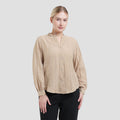 St. Yves V Neck Texture Blouse Wanita