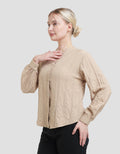 St. Yves V Neck Texture Blouse Wanita