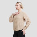 St. Yves V Neck Texture Blouse Wanita