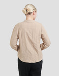 St. Yves V Neck Texture Blouse Wanita