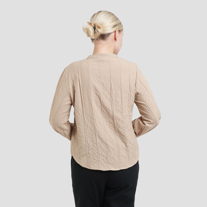 St. Yves V Neck Texture Blouse Wanita