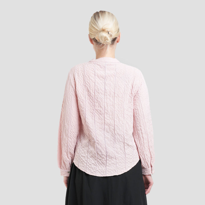 St. Yves V Neck Texture Blouse Wanita