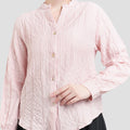St. Yves V Neck Texture Blouse Wanita