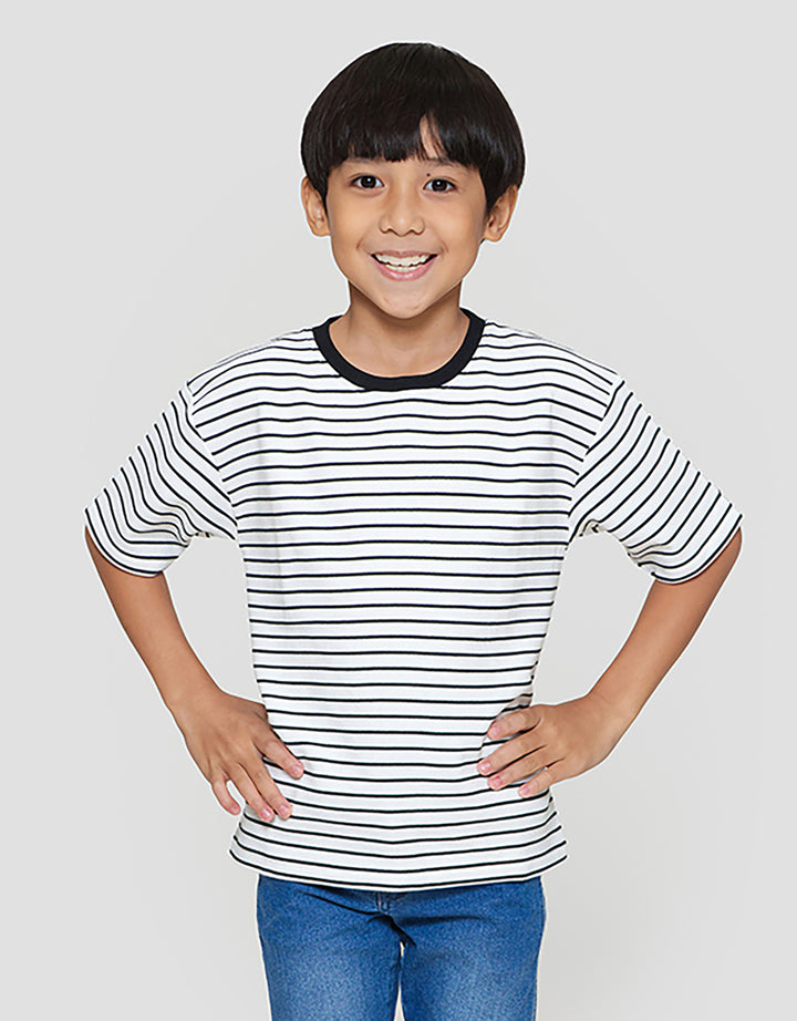 Little M Salur Texture Kaos Oversize Anak Laki-laki