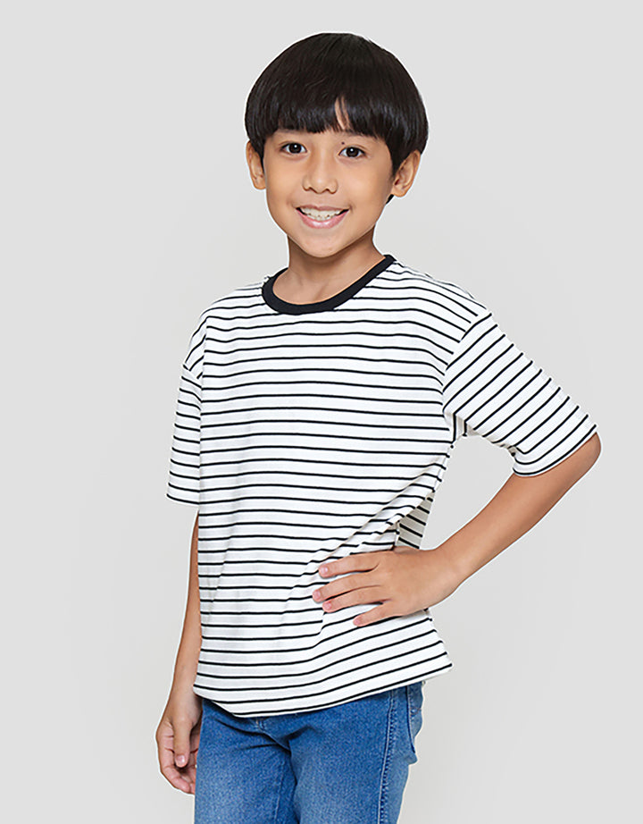 Little M Salur Texture Kaos Oversize Anak Laki-laki