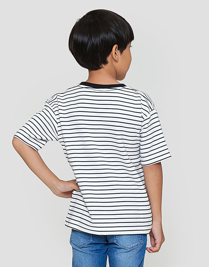 Little M Salur Texture Kaos Oversize Anak Laki-laki