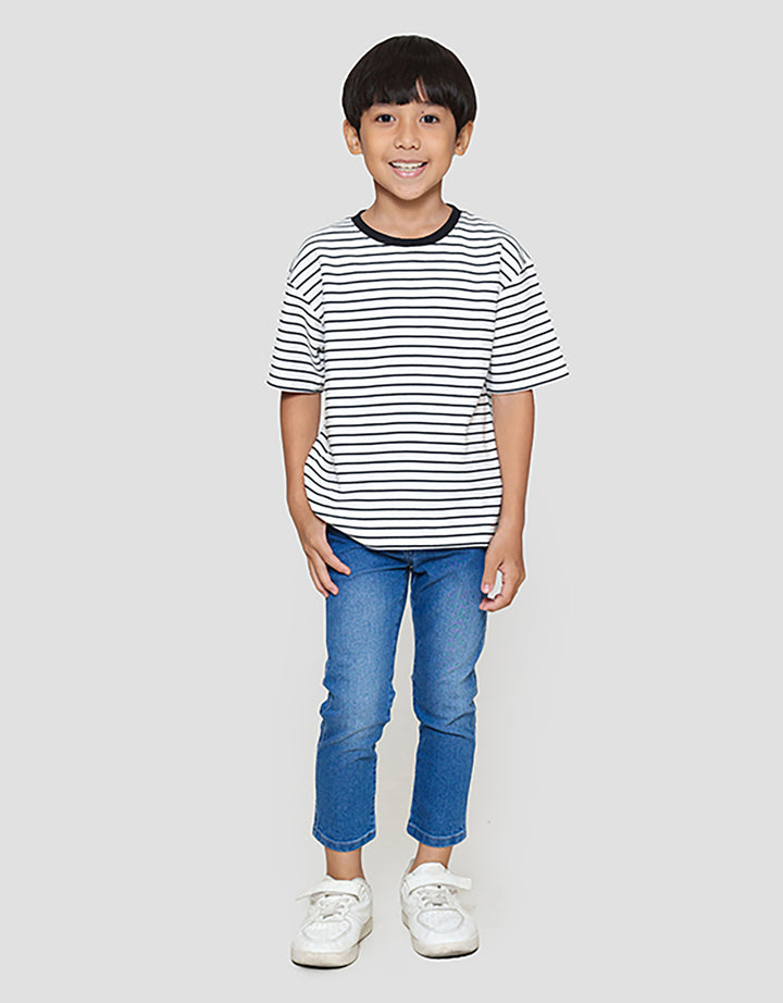 Little M Salur Texture Kaos Oversize Anak Laki-laki